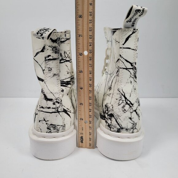 Dr. Martens Pascal Women's White & Black Marble Leather Boots US Size 8 - Picture 11 of 11